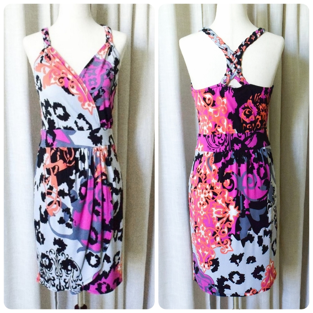 *Hale Bob* Vintage Braided Straps Halter Racerback Dress - XS